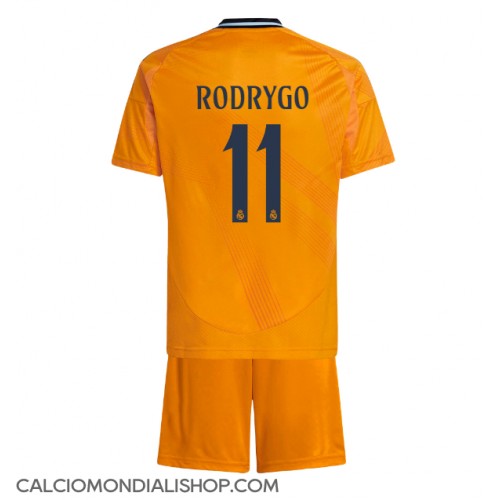 Maglie da calcio Real Madrid Rodrygo Goes #11 Seconda Maglia Bambino 2024-25 Manica Corta (+ Pantaloni corti)